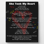 Sie nahm mein Herz rotes musikalisches Notengedich Fotoplatte (Vorderseite)