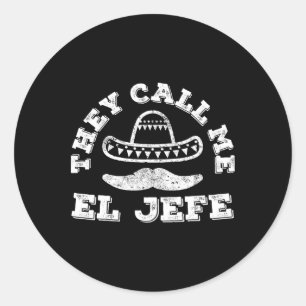 Sie nennen mich El Jefe Cinco De Mayo Party Shirt Runder Aufkleber