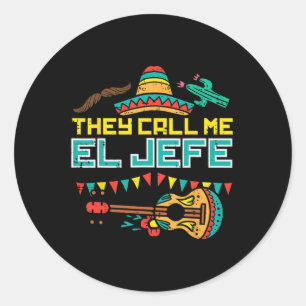 Sie nennen mich El Jefe Guitar Cinco De Mayo Music Runder Aufkleber