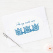 Sie nennen mich Mama Karierte Tulpen Oval Sticker  (Umschlag)