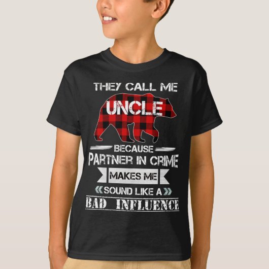 Sie nennen mich Oncle Bar Red Kariert Matching Paj T-Shirt (Vorderseite)