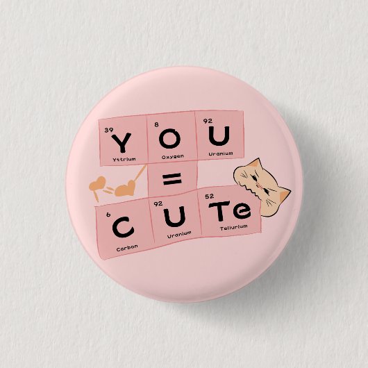Sie = Niedlich | Niedlicher Katzenknopf Button (Vorderseite)