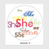 Sie oder ein individueller Pronomen überall Aufkleber (Blatt)