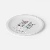 Sie oder He Pink & Blue Bunny Gender Reveal Dusche Pappteller (Schrägansicht)