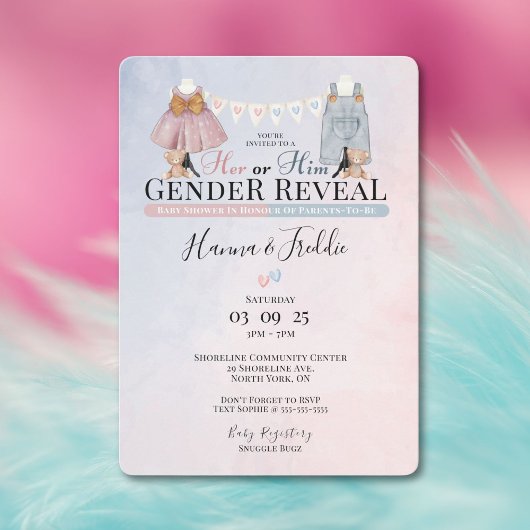 Sie oder sein Geschlecht enthüllt die Einladung zu