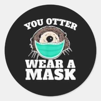 Sie Otter tragen eine Maske lustige Otter Social Runder Aufkleber