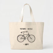 Sie plus Fahrrad entsprechen glücklichem Jumbo Stoffbeutel (Vorne)
