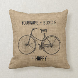 Sie plus Fahrrad entsprechen glücklichem Kissen