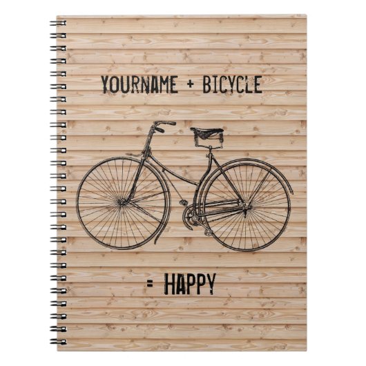 Sie plus Fahrrad entsprechen glücklicher antiker Notizblock (Vorderseite)