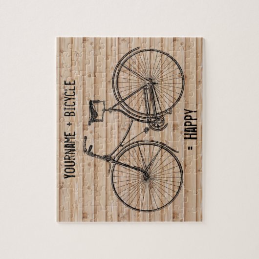 Sie plus Fahrrad entsprechen glücklicher antiker Puzzle (Vertikal)