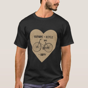 Sie plus Fahrrad entsprechen glücklicher antiker T-Shirt
