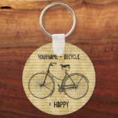 Sie Plus Fahrrad gleich glücklich antikes Fahrrad Schlüsselanhänger (Vorderseite)