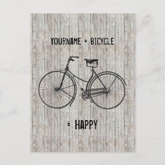 Sie plus Fahrrad sind auch glücklich antike Holzba Postkarte (Vorderseite)