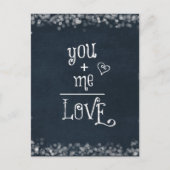 Sie Plus Me gleicht der Liebe auf Chalkboard Postkarte (Vorderseite)