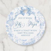 Sie Pop Blue Toile Safari Animal Baby Dusche Geschenkanhänger (Vorderseite)