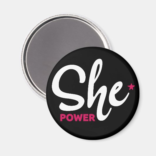 Sie Power White Design Magnet (Vorderseite/Rückseite)