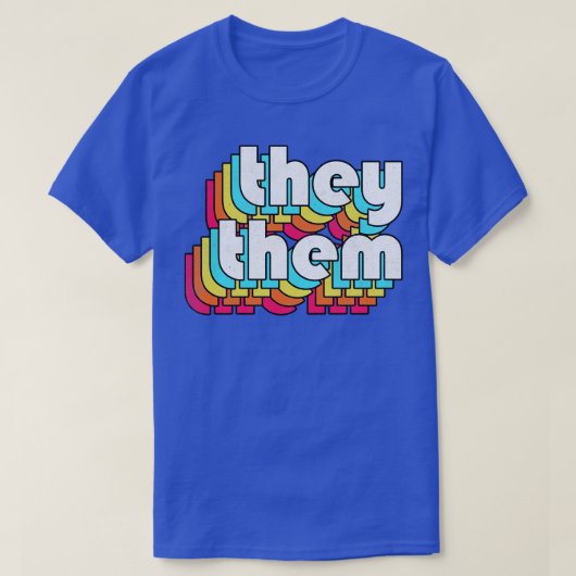 Sie Pronouns Retro Style Rainbow Design T-Shirt (Design vorne)
