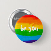 Sie Rainbow Colors Gay Lesbian LGBT Button (Vorne & Hinten)