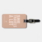 Sie reist viel, dreckige Rose Gepäckanhänger (Vorderseite horizontal)