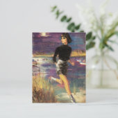 Sie rennt auf der Strandpromenade Postkarte (Stehend Vorderseite)