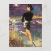 Sie rennt auf der Strandpromenade Postkarte (Vorderseite)