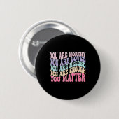 Sie - Retro Groovy Mental Health Awareness Self Button (Vorne & Hinten)
