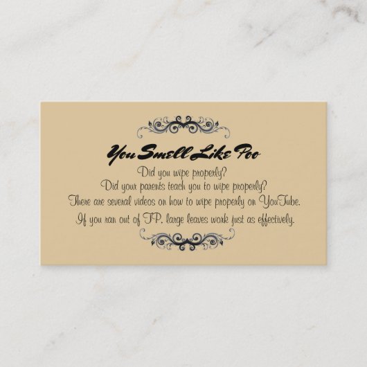 Sie riechen wie Poo Visitenkarten Visitenkarte (Vorderseite)