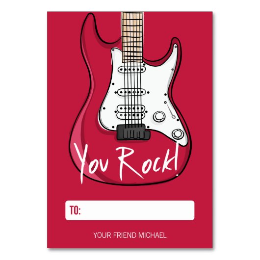 Sie Rock Kids Class Room Valentine Card Tischnummer (Vorderseite)