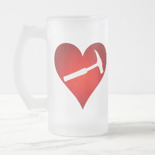 Sie rocken meine Welt: Rock Hammer Heart Mattglas Bierglas