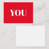 Sie rot-weiß moderne Typografie minimalistisch Mitteilungskarte (Vorne/Hinten)