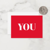 Sie rot-weiß moderne Typografie minimalistisch Mitteilungskarte (Vorderseite/Rückseite Beispiel)