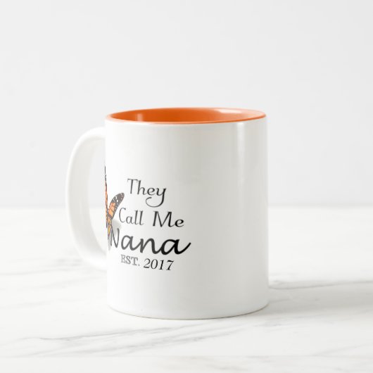 Sie rufen mich Nana an Zweifarbige Tasse (Vorderseite Links)