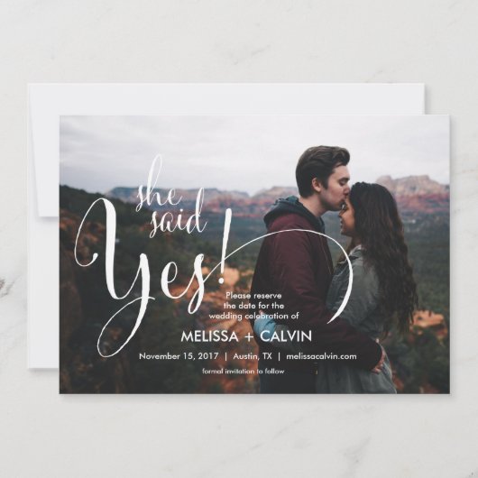 sie sagt ja Save the Date kalligraphische Karte v2 (Vorderseite)