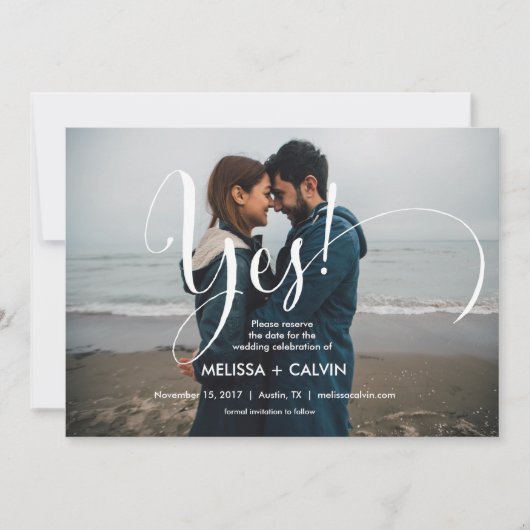 sie sagt ja Save the Date kalligraphische Karte v3 (Vorderseite)