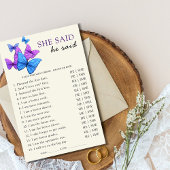 Sie sagte, er sagte, Brautparty Game Butterfly Flyer