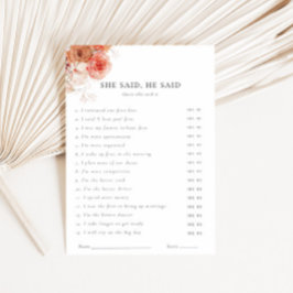 Sie sagte, er sagte Herbst Floral Brautparty Game Einladung