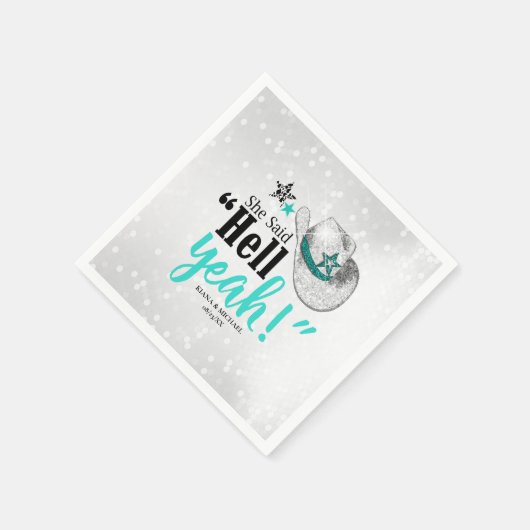 Sie sagte 'Hell Yeah' Cowgirl Hat Aquamarin ID927 Serviette (Ecke)