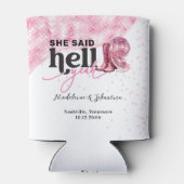 Sie sagte Hell Yeah Pink Western Booth Hat Hochzei Dosenkühler (Rückseite)