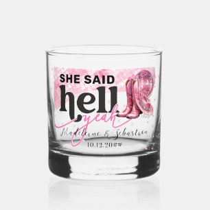 Sie sagte Hell Yeah Pink Western Booth Hat Hochzei Whiskyglas