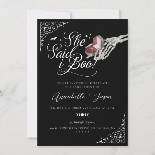 Sie sagte, ich würde Skeleton Handring Box Verlobu Ankündigung (Vorderseite)