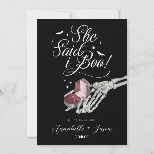 Sie sagte, ich würde Skeleton Handring Box Verlobu Ankündigung (Vorderseite)