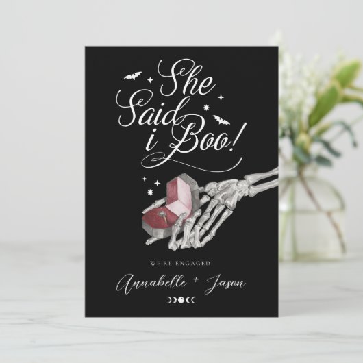 Sie sagte, ich würde Skeleton Handring Box Verlobu Ankündigung (Stehend Vorderseite)