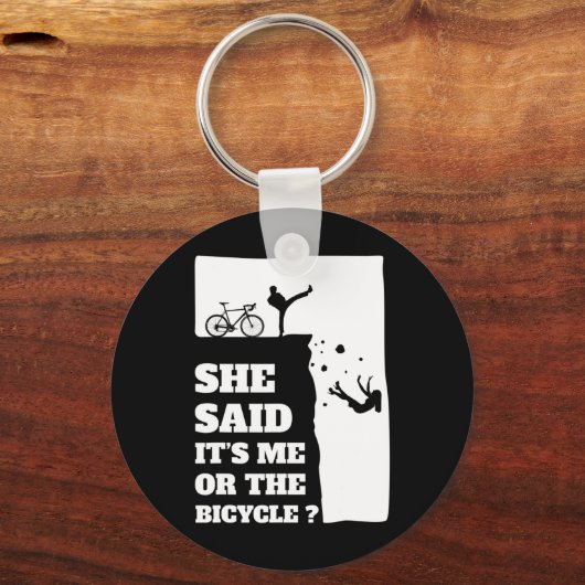 Sie sagte ihr mich oder das Fahrrad-Spaß-Rad Schlüsselanhänger (Rückseite)