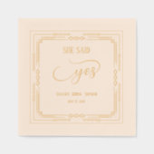 Sie sagte ja, Art-Deco-Brautparty Servietten Mit Folie (Vorderseite)