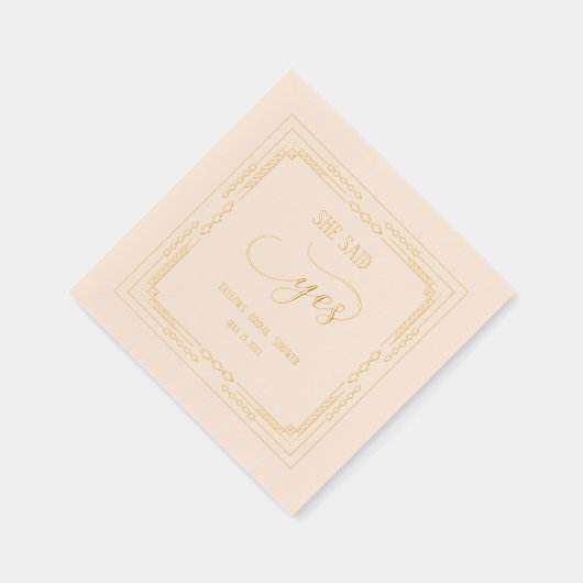 Sie sagte ja, Art-Deco-Brautparty Servietten Mit Folie (Rechts)