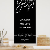 Sie sagte Ja-Banner schwarz Verlobtes Begrüßungspu Poster (Küche)