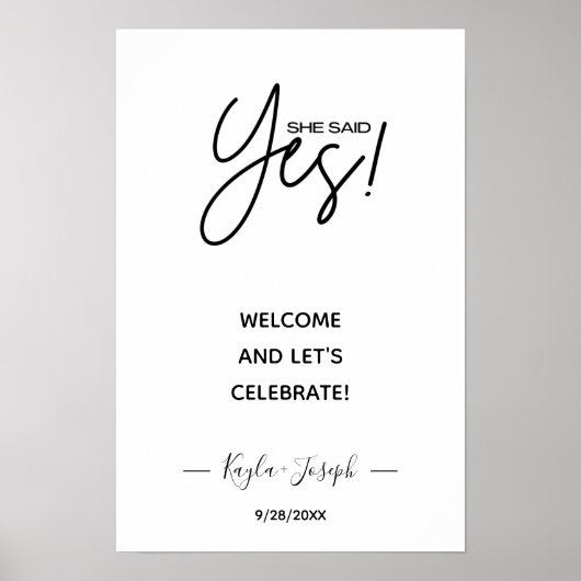 Sie sagte Ja-Banner Verlobte Begrüßung Poster (Vorne)