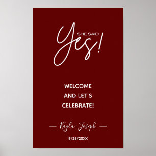 Sie sagte Ja Banner Verlobung Begrüßung Poster