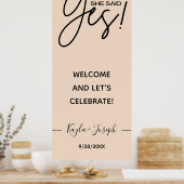 Sie sagte Ja Banner Verlobung Begrüßung Poster (Küche)