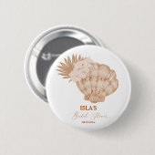 Sie sagte Ja Boho Beach Seashell Junggesellinnenab Button (Vorne & Hinten)